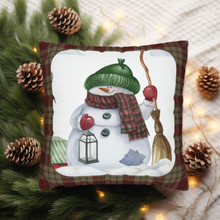 Load image into Gallery viewer, Christmas Pillow Cover, Snowman Christmas Pillow Cover, Rustic Christmas, Holiday Pillow Cover, Farmhouse Decor Pillow, Christmas Porch Decor
