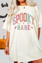 Load image into Gallery viewer, Spooky Babe Halloween or Fall Comfort Colors® Halloween T-Shirt, Women's Varsity Letters T-Shirt