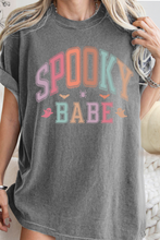 Load image into Gallery viewer, Spooky Babe Halloween or Fall Comfort Colors® Halloween T-Shirt, Women's Varsity Letters T-Shirt