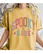 Load image into Gallery viewer, Spooky Babe Halloween or Fall Comfort Colors® Halloween T-Shirt, Women's Varsity Letters T-Shirt