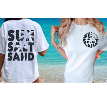 Load image into Gallery viewer, Sun, Salt, Sand Comfort Colors® T-Shirt, Front and Back Retro Design T-Shirt Dress, 1970's Summer Beach Tee