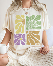 Load image into Gallery viewer, Abstract Sunflowers Comfort Colors T-Shirt, Women's Distressed-Look Design