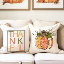 Load image into Gallery viewer, Fall Thankful Pillow Covers, Rustic Country Square covers, Country Farmhouse Decor, Pumpkin Pillowcase Set, Farmhouse