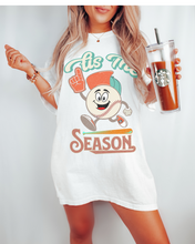 Load image into Gallery viewer, Women's Tis the Season Comfort Colors® Shirt, Trendy Baseball T-Shirt, Garment Dyed, Retro Inspired T-Shirt
