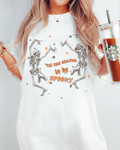 Load image into Gallery viewer, Halloween Comfort Colors® T-Shirt, Dancing Skeletons Tis The Season To Be Spooky Women's T-Shirt