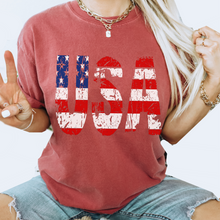 Load image into Gallery viewer, USA July 4th Comfort Colors® T-Shirt, T-Shirt Dress, Distressed Fourth of July Design, Oversized Print Summer T-Shirt