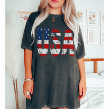 Load image into Gallery viewer, USA July 4th Comfort Colors® T-Shirt, T-Shirt Dress, Distressed Fourth of July Design, Oversized Print Summer T-Shirt