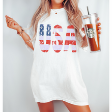 Load image into Gallery viewer, USA July 4th Comfort Colors® T-Shirt, T-Shirt Dress, Distressed Fourth of July Design, Oversized Print Summer T-Shirt