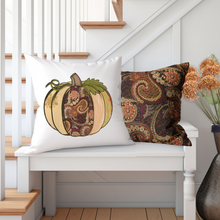 Load image into Gallery viewer, Fall Pillow Covers, Rustic Country Square covers, Country Farmhouse Decor, Paisley Pumpkin Pillowcase Set, Modern Farmhouse Decor