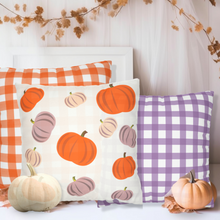Load image into Gallery viewer, Fall Pillow Covers, Fall Pastel Pumpkins, Country Square Pillow Covers, Pillow Cover Set, Cute Gnomes Pillowcase Set