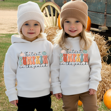 Load image into Gallery viewer, Fall Toddler Pullover Fleece Hoodie, Cutest Pumpkin In The Patch Hooded Sweatshirt, Kids Cozy Pumpkin Patch Hoodie, 2T-6T Sizes
