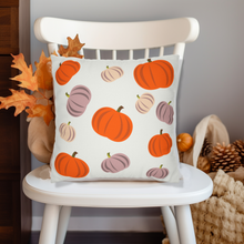 Load image into Gallery viewer, Fall Pillow Covers, Fall Pastel Pumpkins, Country Square Pillow Covers, Pillow Cover Set, Cute Gnomes Pillowcase Set
