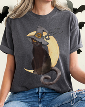 Load image into Gallery viewer, Halloween Comfort Colors® T-Shirt, Watercolor Black Cat Women's Gothic Retro Design T-Shirt