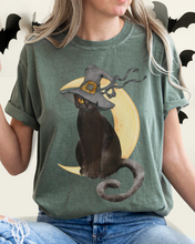 Load image into Gallery viewer, Halloween Comfort Colors® T-Shirt, Watercolor Black Cat Women's Gothic Retro Design T-Shirt