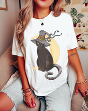 Load image into Gallery viewer, Halloween Comfort Colors® T-Shirt, Watercolor Black Cat Women's Gothic Retro Design T-Shirt