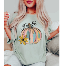 Load image into Gallery viewer, Watercolor Pumpkin Fall Comfort Colors® Hand Drawn Pastel Pumpkin T-Shirt, Women's Shirt
