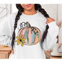 Load image into Gallery viewer, Watercolor Pumpkin Crewneck Sweatshirt Women's Fall Autumn Design Gildan Pullover
