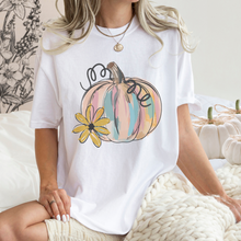 Load image into Gallery viewer, Watercolor Pumpkin Fall Comfort Colors® Hand Drawn Pastel Pumpkin T-Shirt, Women's Shirt