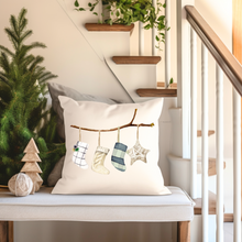 Load image into Gallery viewer, Christmas Pillowcovers, Rustic Country Square covers, Country Farmhouse Decor Pillowcase Set, Watercolor Designs, Free Shipping Eligible