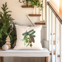 Load image into Gallery viewer, Christmas Pillowcovers, Rustic Country Square covers, Country Farmhouse Decor Pillowcase Set, Watercolor Designs, Free Shipping Eligible