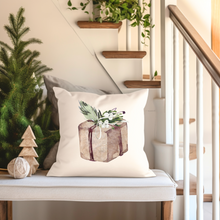 Load image into Gallery viewer, Christmas Pillowcovers, Rustic Country Square covers, Country Farmhouse Decor Pillowcase Set, Watercolor Designs, Free Shipping Eligible