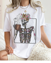Load image into Gallery viewer, Halloween Comfort Colors® T-Shirt Women's Skeleton Coffee Funny Fall Colors T-Shirt,