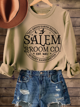 Load image into Gallery viewer, Halloween Women's Salem Broom Company Crewneck Sweatshirt, Funny Halloween Witch Shirt