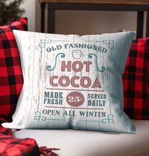 Load image into Gallery viewer, Christmas Pillow Cover, Hot Cocoa Pillow Cover, Rustic Christmas, Holiday Pillow Cover, Farmhouse Decor Pillow, Christmas Porch Decor