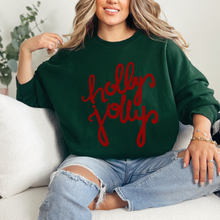 Load image into Gallery viewer, Women's Christmas Holly Jolly Sweatshirt, Ash, White, Sand, Pink, Green Christmas Pullover
