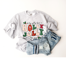 Load image into Gallery viewer, Women's Christmas Holly Jolly Christmas Pullover Sweatshirt, Ash, White, Sand Crewneck, Retro Sweatshirt