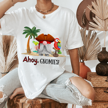Load image into Gallery viewer, Ahoy Gnomies T Shirt or Sweatshirt Women's White Retro Vintage Beach Tee or Racer-Back Tank July 4th Tee Cute Summer Vacation Shirt