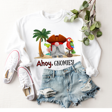 Load image into Gallery viewer, Ahoy Gnomies T Shirt or Sweatshirt Women's White Retro Vintage Beach Tee or Racer-Back Tank July 4th Tee Cute Summer Vacation Shirt