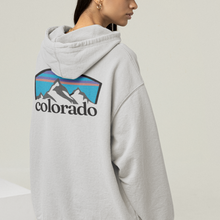 Load image into Gallery viewer, Women's Colorado Cozy Hooded Sweatshirt in White, Grey or Sand, Adventure, Ski, Skiing, Hiking Camping Hoodie Colorado Mountains Sweatshirt