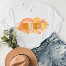 Load image into Gallery viewer, Women's Pretty Auntie Unisex Garment-Dyed T-shirt Comfort Colors® Tee Gift for Aunt Gift for Sister Retro Auntie Design Green, Yam, Mustard, White