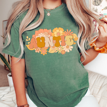 Load image into Gallery viewer, Women's Pretty Auntie Unisex Garment-Dyed T-shirt Comfort Colors® Tee Gift for Aunt Gift for Sister Retro Auntie Design Green, Yam, Mustard, White