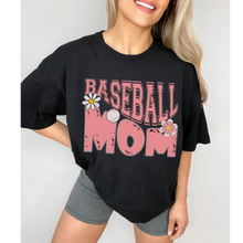 Load image into Gallery viewer, Baseball Mom Comfort Colors® T-Shirt, Spring or Summer Tee, Gift for Mom, Distressed, Retro Design Baseball T-Shirt