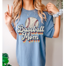 Load image into Gallery viewer, Baseball Mom Comfort Colors® T-Shirt, Spring or Summer Tee, Gift for Mom, Distressed, Retro Design Baseball T-Shirt