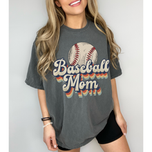 Load image into Gallery viewer, Baseball Mom Comfort Colors® T-Shirt, Spring or Summer Tee, Gift for Mom, Distressed, Retro Design Baseball T-Shirt