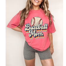 Load image into Gallery viewer, Baseball Mom Comfort Colors® T-Shirt, Spring or Summer Tee, Gift for Mom, Distressed, Retro Design Baseball T-Shirt
