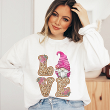 Load image into Gallery viewer, Glittery-Look Gnome Valentine's Day T-Shirt in White or Pink Bella Canvas T-Shirt Unisex Valentine's Gift Cute Faux Glitter T-shirt