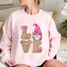 Load image into Gallery viewer, Glittery-Look Gnome Valentine's Day T-Shirt in White or Pink Bella Canvas T-Shirt Unisex Valentine's Gift Cute Faux Glitter T-shirt