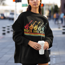 Load image into Gallery viewer, Rock and Roll Vintage Guitars Design Gildan Unisex Heavy Blend™ Crewneck Sweatshirt Front or Back Design in Black or White