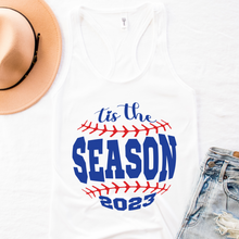 Load image into Gallery viewer, Women's Spring or Summer Tis The Season 2023 Crewneck Sweatshirt Hoodie T-Shirt or Tank Retro Baseball Design Spring Gift for Mom