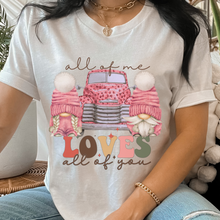 Load image into Gallery viewer, Women's Crewneck Sweatshirt or T-Shirt, Winter Valentine's Unisex Sized Women's Shirt Collection All of Me Loves All of You Gnome Sweatshirt