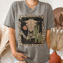 Load image into Gallery viewer, Bull Skull Desert Bella Canvas® Unisex Jersey Short Sleeve Tee in Natural, White, Dark Heather or Heather Olive Desert Bull Skull T-Shirt