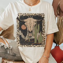 Load image into Gallery viewer, Bull Skull Desert Bella Canvas® Unisex Jersey Short Sleeve Tee in Natural, White, Dark Heather or Heather Olive Desert Bull Skull T-Shirt
