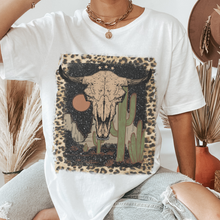 Load image into Gallery viewer, Bull Skull Desert Bella Canvas® Unisex Jersey Short Sleeve Tee in Natural, White, Dark Heather or Heather Olive Desert Bull Skull T-Shirt