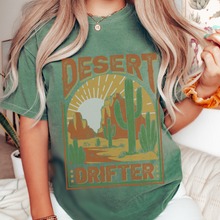 Load image into Gallery viewer, Desert Drifter Comfort Colors® Unisex Garment-Dyed T-shirt in Green, Yam, Mustard, White Distressed Desert Design