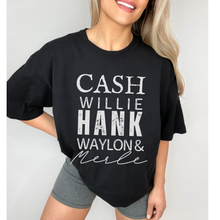 Load image into Gallery viewer, Cash, Willie, Hank, Waylon and Merle Comfort Colors® T-Shirt Classic Country Tee, Mother's Day Gift, Gift for Mom, Country Music Festival T-Shirt