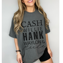 Load image into Gallery viewer, Cash, Willie, Hank, Waylon and Merle Comfort Colors® T-Shirt Classic Country Tee, Mother's Day Gift, Gift for Mom, Country Music Festival T-Shirt